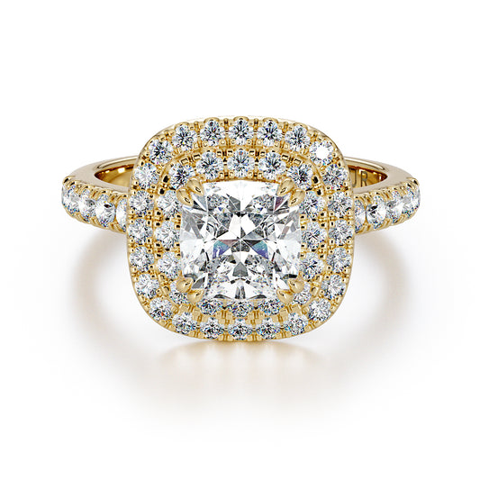 Cushion Cut With Pave Set Double Halo And Shoulders