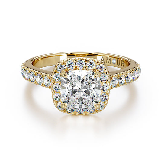 Cushion Cut With Pave Set Halo And Band